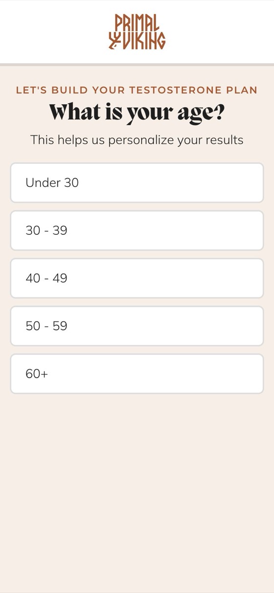 Primal Viking quiz funnel, live client page