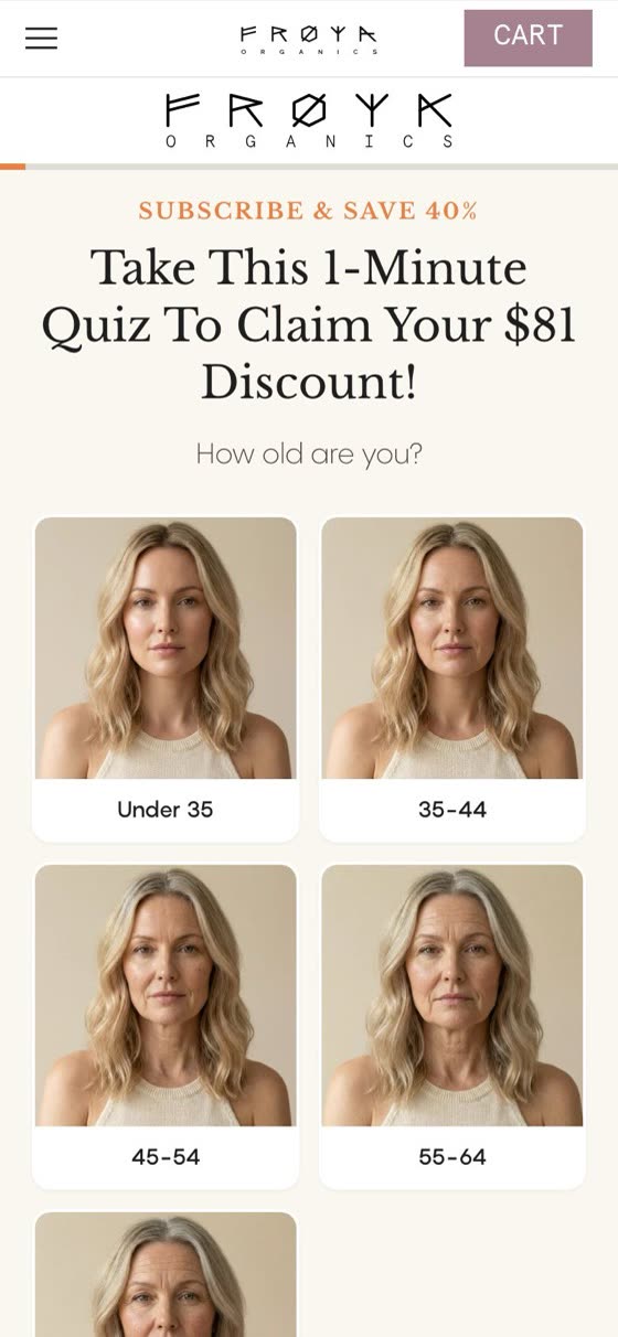 Frøya Organics quiz funnel