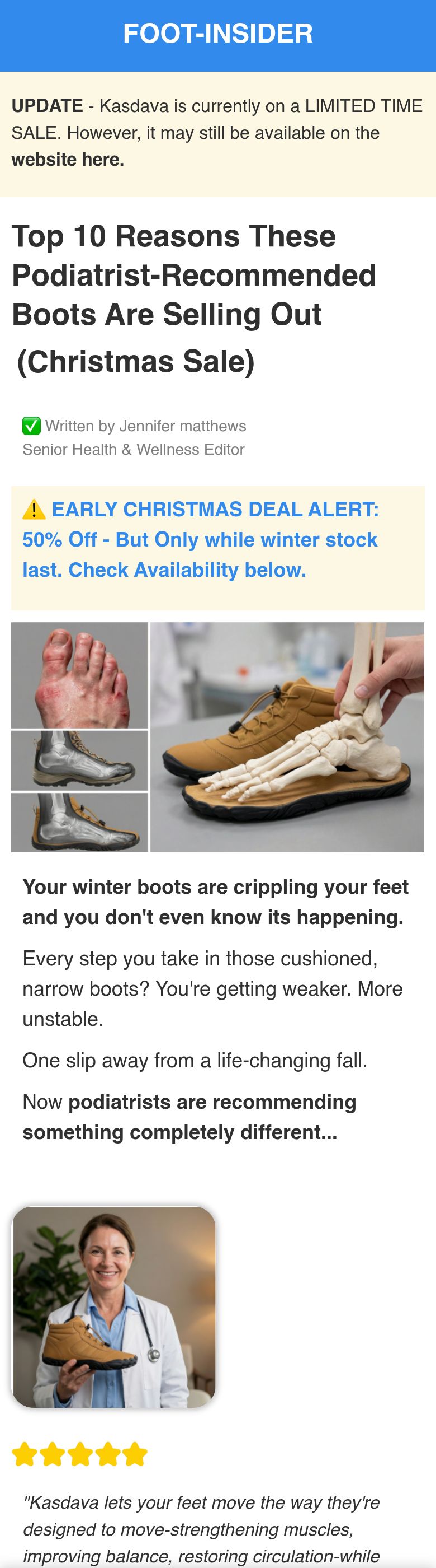 Peak Footwear  listicle, live client page