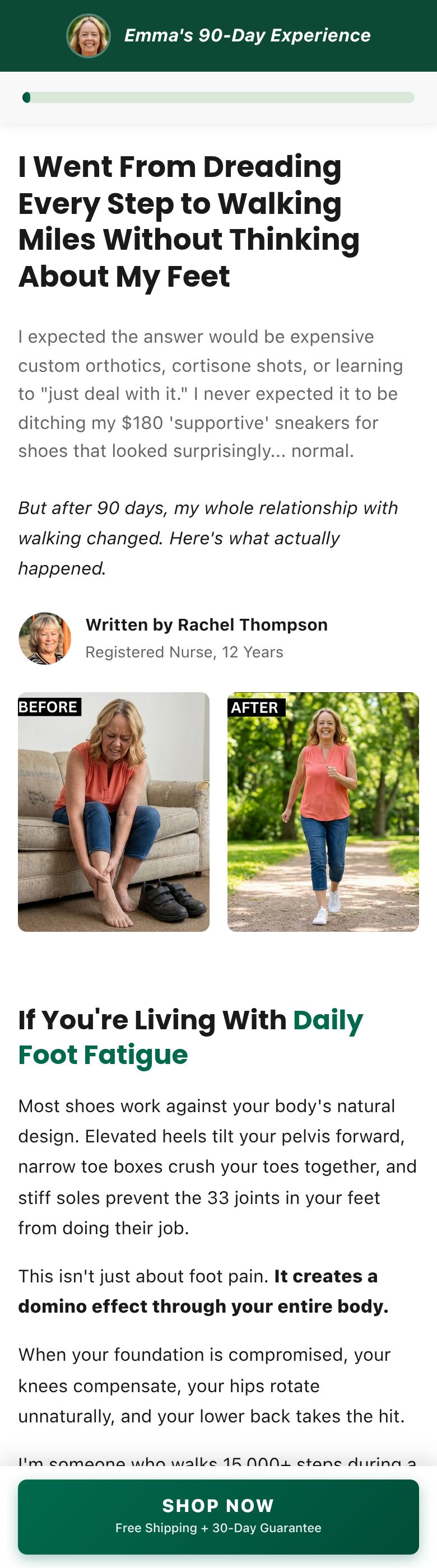 Peak Footwear  advertorial, live client page